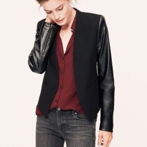 Loft blazer with faux leather sleeves